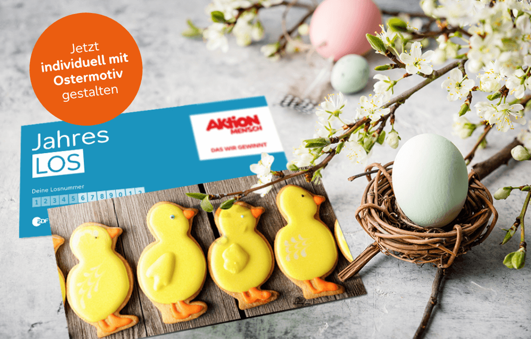 Das Aktion Mensch Jahreslos - Jetzt individuell mit Ostermotiv gestalten